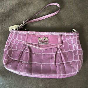 Coach wristlet in faux crocodile.
